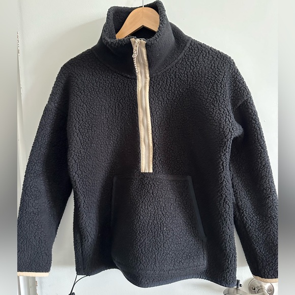 J Crew fleece half zip black xs - Picture 1 of 6